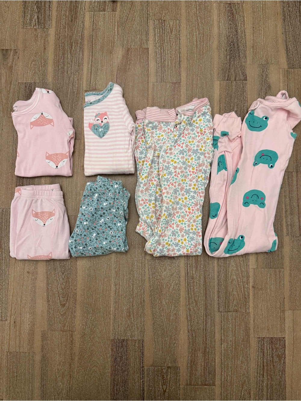 4 Pairs Carters Toddler Girls Pajamas Sleepers 3T
